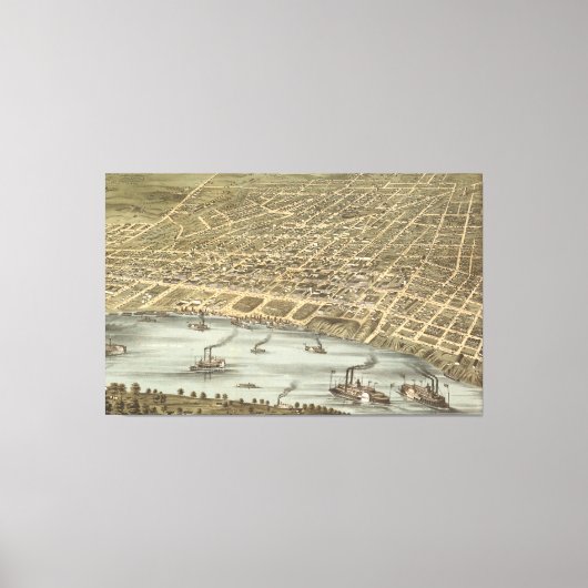 ヴィンテージテネシーの写真の地図(1870) キャンバスプリント (正面)