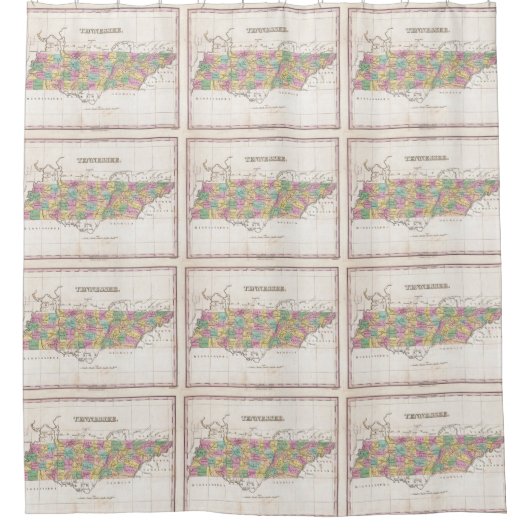 ヴィンテージテネシーの地図（1827年） シャワーカーテン (正面)