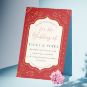 ヴィンテージテラコッタゴールデン縁どフレーム結婚ズ 招待状