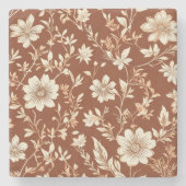 ヴィンテージテラコッタシームレスボホフローラルパターン ストーンコースター (正面)