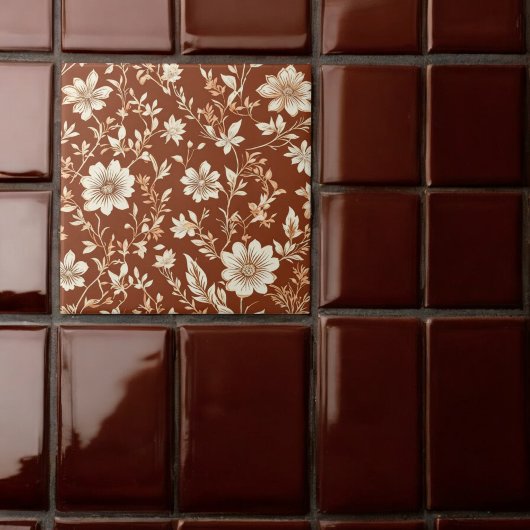 ヴィンテージテラコッタシームレスボホフローラルパターン タイル