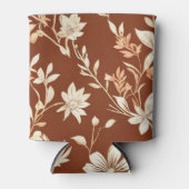 ヴィンテージテラコッタシームレスボホフローラルパターン 缶クーラー (正面)