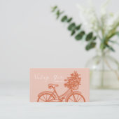 ヴィンテージテラコッタバイシクルフラワーズパステルレトロ 名刺 (スタンド正面)