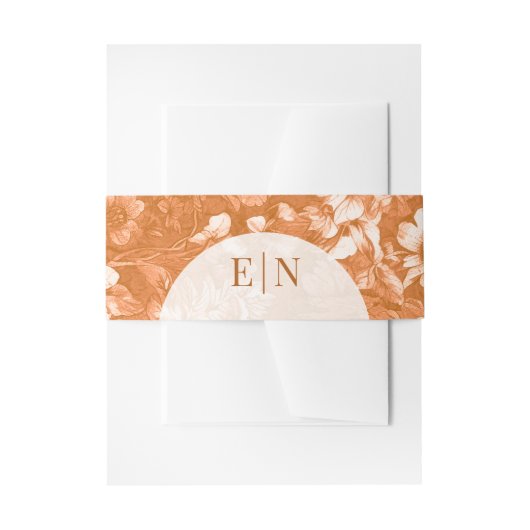 ヴィンテージテラコッタホワイト結婚フローラ 招待状ベリーバンド (正面例)