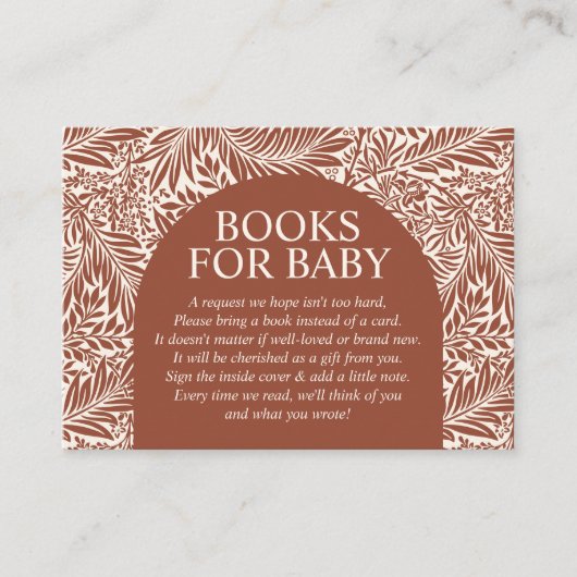 ヴィンテージテラコッタワイルドフラワーブックベビー エンクロージャーカード (正面)