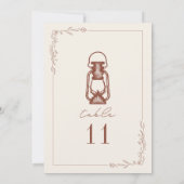 ヴィンテージテラコッタ結婚ランタンのテーブル番号 招待状 (裏面)