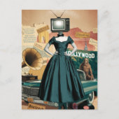 ヴィンテージテレビの女性 ポストカード (正面)