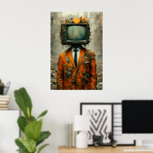 ヴィンテージテレビを頭に載せた人が社会を滅ぼす ポスター (ホームオフィス)