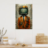 ヴィンテージテレビを頭に載せた人が社会を滅ぼす ポスター (キッチン)