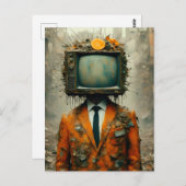 ヴィンテージテレビを頭に載せた人が社会を滅ぼす ポストカード (正面/裏面)