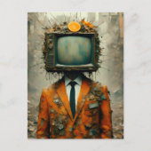 ヴィンテージテレビを頭に載せた人が社会を滅ぼす ポストカード (正面)