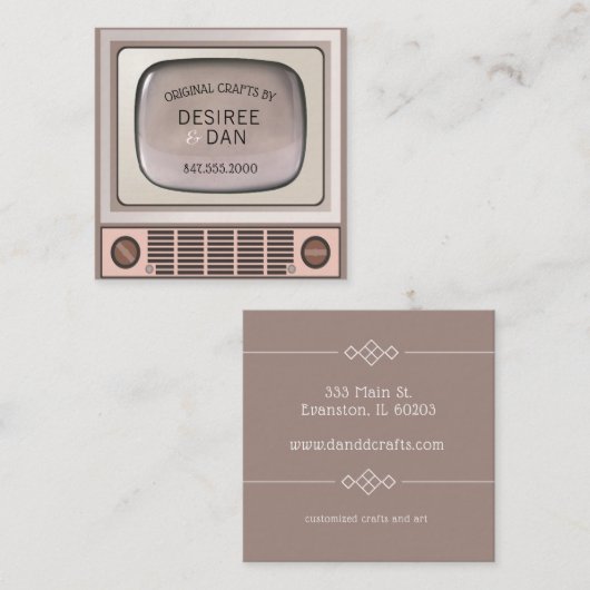 ヴィンテージテレビ名刺 スクエア名刺 (正面/裏面)