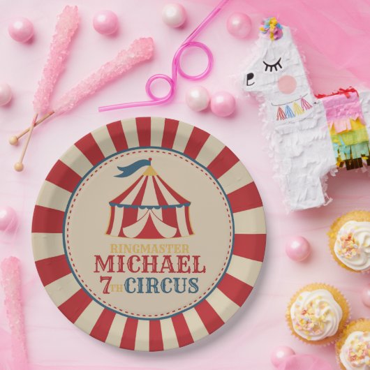 ヴィンテージテントサーカスカーニバル誕生日パーティープレート ペーパープレート (パーティー)