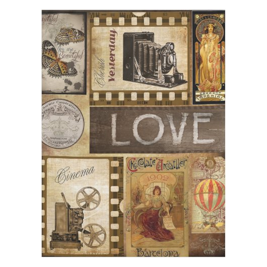 ヴィンテージテーブルクロス、昨日の愛シネマ テーブルクロス (正面)