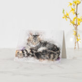 ヴィンテージテーブルcatグリーティングカード カード (黄色い花)