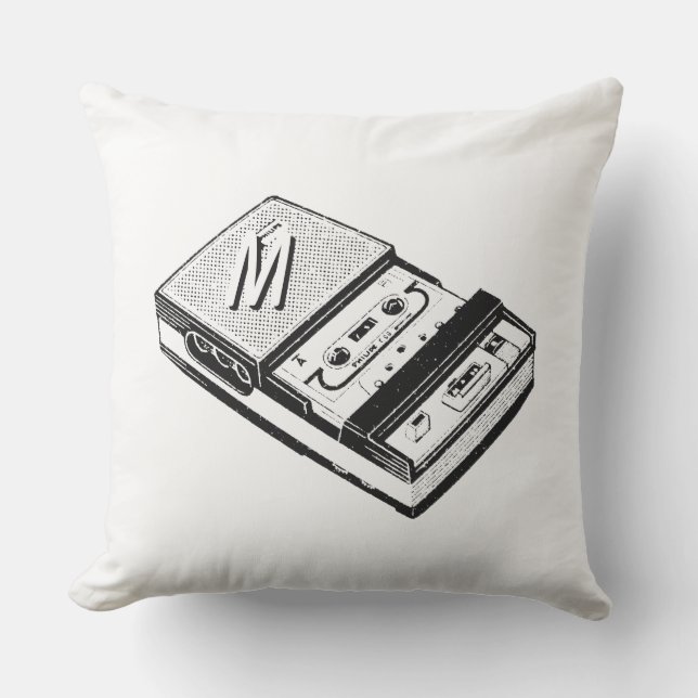 ヴィンテージテープレコーダーモノグラム屋外枕 クッション (正面)