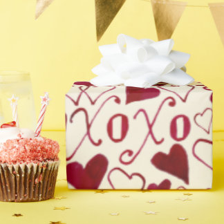 ヴィンテージテーマバレンタインデー赤アイボリー書道 ラッピングペーパー