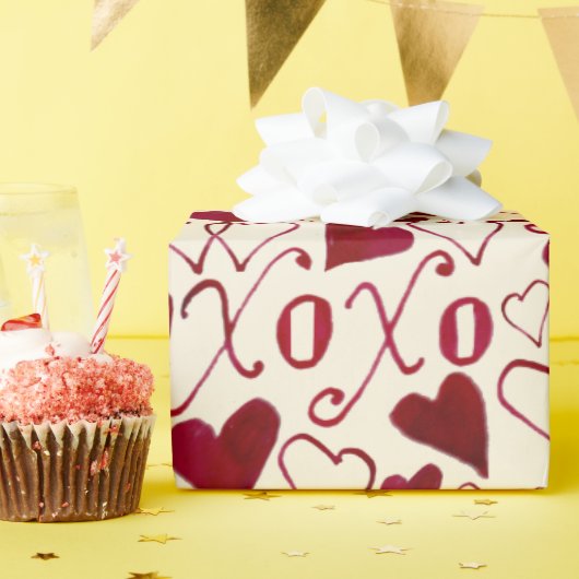 ヴィンテージテーマバレンタインデー赤アイボリー書道 ラッピングペーパー (誕生日パーティー)