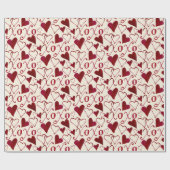 ヴィンテージテーマバレンタインデー赤アイボリー書道 ラッピングペーパー (フラット)