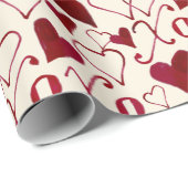 ヴィンテージテーマバレンタインデー赤アイボリー書道 ラッピングペーパー (ロールコーナー)