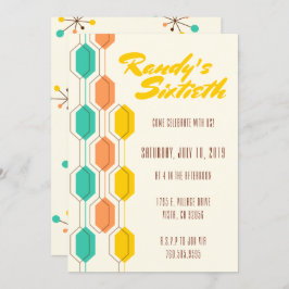 ヴィンテージテーマミッドセンチュリー誕生日招待状 招待状