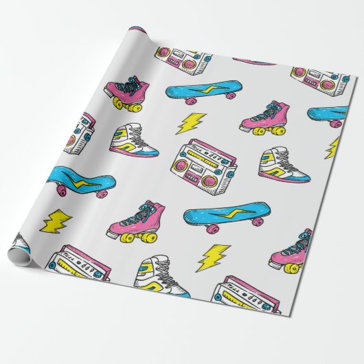 ヴィンテージテーマ背景（スニーカー無線スケート付き） ラッピングペーパー (アンロールド)