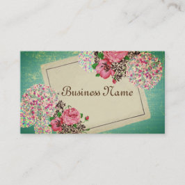 ヴィンテージテーマ、フローラ、レトロな名刺 名刺