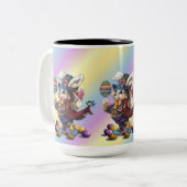 ヴィンテージテールコートイースターバニーコーヒーマグ ツートーンマグカップ (正面左)