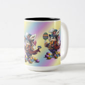 ヴィンテージテールコートイースターバニーコーヒーマグ ツートーンマグカップ (正面右)