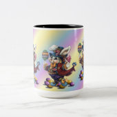ヴィンテージテールコートイースターバニーコーヒーマグ ツートーンマグカップ (中央)