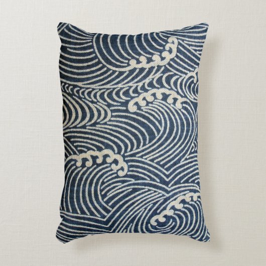 ヴィンテージテ日本のキスタイル、波形パターン アクセントクッション (正面(垂直))