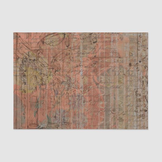 ヴィンテージテ素朴クスチャオレンジピーチデクページ 薄葉紙 (正面)