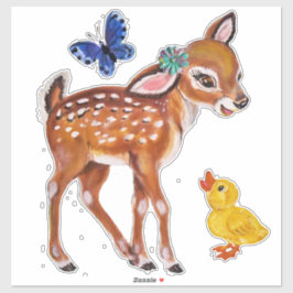 ヴィンテージディアダックバタフライ子供部屋ウォールデコール シール