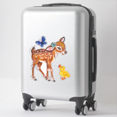 ヴィンテージディアダックバタフライ子供部屋ウォールデコール シール (スーツケース)