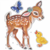 ヴィンテージディアダックバタフライ子供部屋ウォールデコール シール (正面)