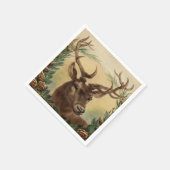 ヴィンテージディアバックスタッグ自然素朴クリスマス スタンダードカクテルナプキン (角)