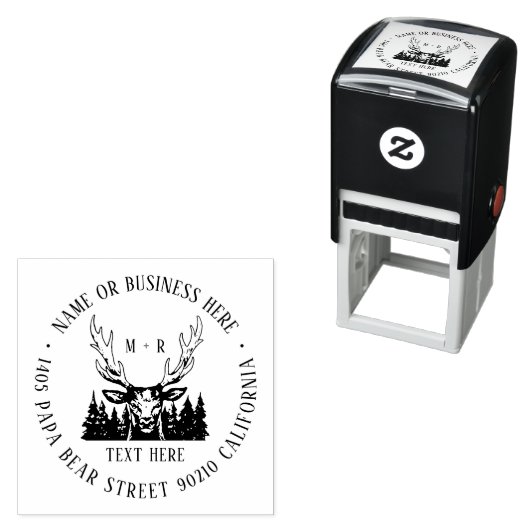 ヴィンテージディアパインツリーモノグラムと差出人住所 セルフインキングスタンプ (インサイチュ)