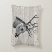 ヴィンテージディアヘッドイラストレーション アクセントクッション (裏面(縦))