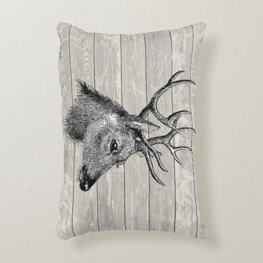 ヴィンテージディアヘッドイラストレーション アクセントクッション (正面(垂直))