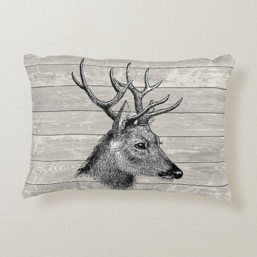 ヴィンテージディアヘッドイラストレーション アクセントクッション (裏面)
