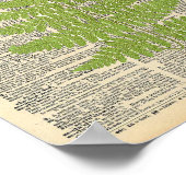 ヴィンテージディクショナリアートグリーンファーンフォンドプリント ポスター (角)