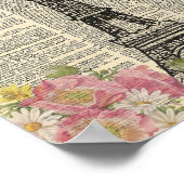 ヴィンテージディクショナリアートロマンティックパリエッフェルタワー ポスター (角)