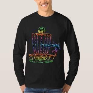 ヴィンテージディスクゴルフアートディスクゴルフカラフルバスケット Tシャツ