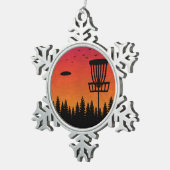 ヴィンテージディスクゴルフ及びフリスビープレーヤーレトロ スノーフレークピューターオーナメント (右)