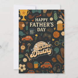 ヴィンテージディスコダディーファーズデイミュージックギフトカード 招待状