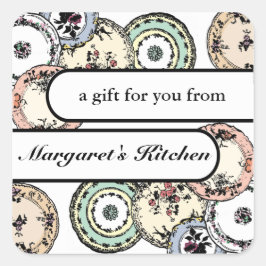 ヴィンテージディナープレート料理ベーキング食品ラベル スクエアシール