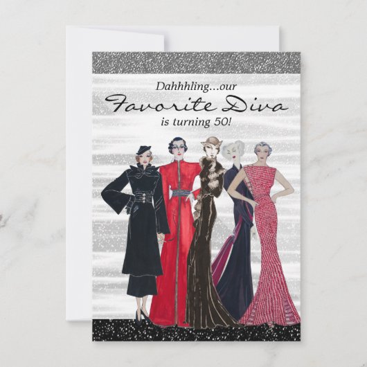 ヴィンテージディババースデーパーティー 招待状 (正面)