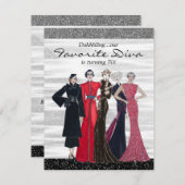 ヴィンテージディババースデーパーティー 招待状 (正面/裏面)