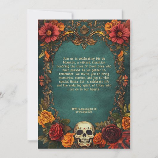 💀🎉ヴィンテージディーアデムエルトスパーティの招待状 招待状 (裏面)