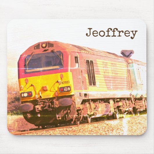 ヴィンテージディーゼルパーソナライズされた機関車お名前 マウスパッド (正面)
